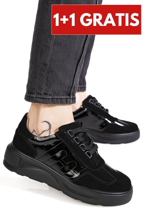 Pantofi sport negri piele naturala fsp002538