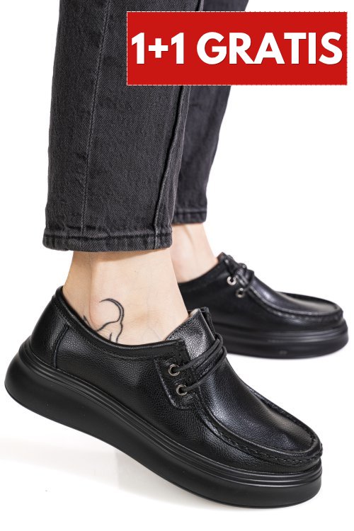 Mocasini negri piele naturala mspm255