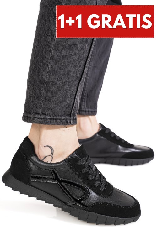 Pantofi sport negri piele naturala fsp002-537