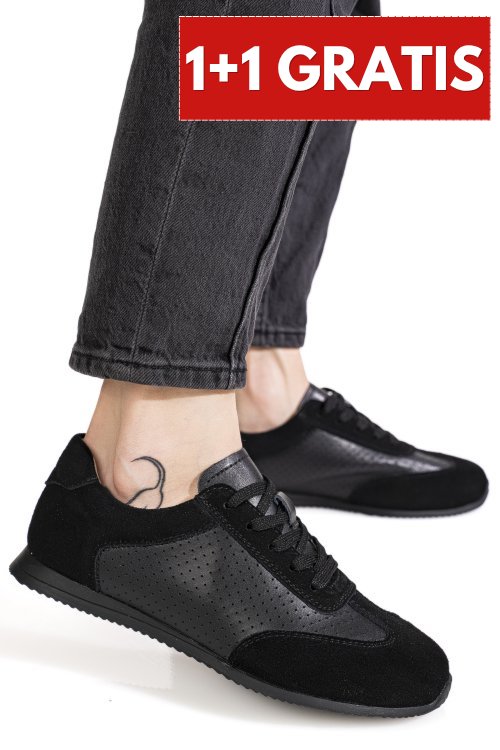 Pantofi sport negri piele naturala tsp-8082