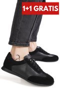 PANTOFI SPORT NEGRI PIELE NATURALA TSP-8082