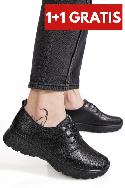 Pantofi sport negri piele naturala tsp-9016