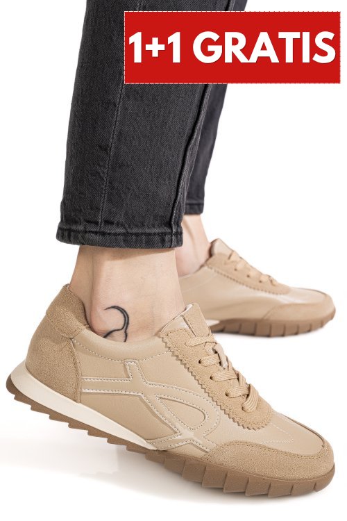 Pantofi sport bej piele naturala fsp002-537