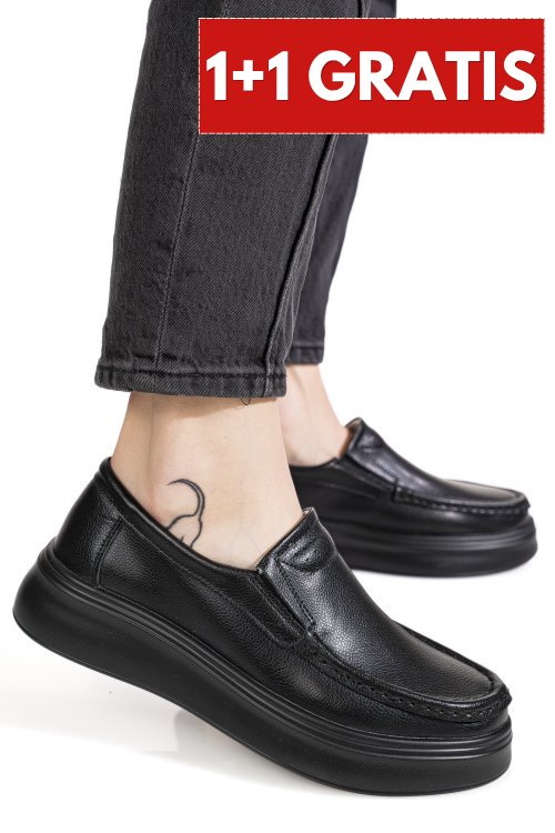 Mocasini negri piele naturala mspm253