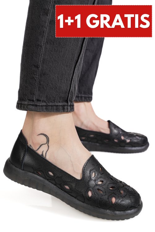 Mocasini negri piele naturala 2sp070