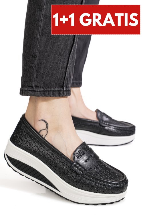 Mocasini black piele naturala asp369
