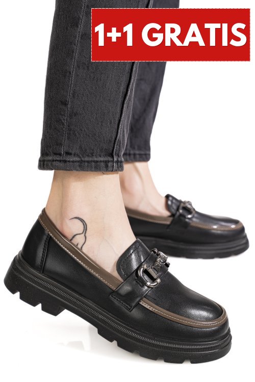 Mocasini black khaki hsp8