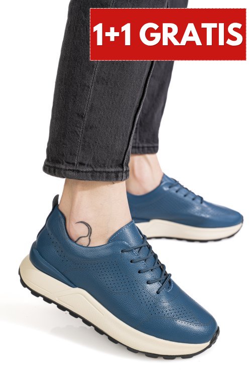 Pantofi sport navy piele naturala aspn368