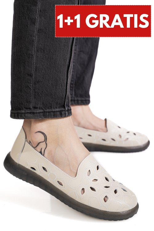 Mocasini bej piele naturala 2sp070