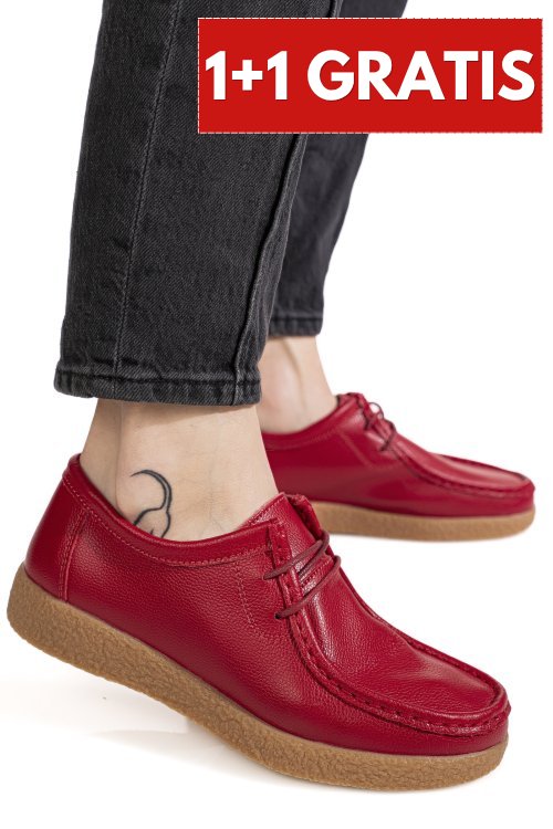 Mocasini rosii piele naturala zspb191