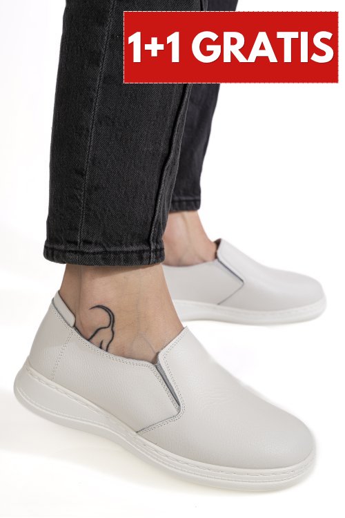 Mocasini albi piele naturala zspb63