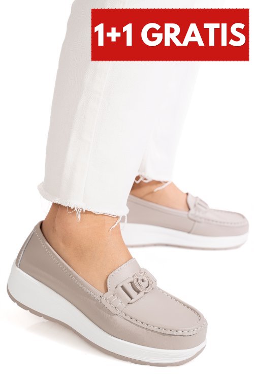 Mocasini gri piele naturala aspn2208