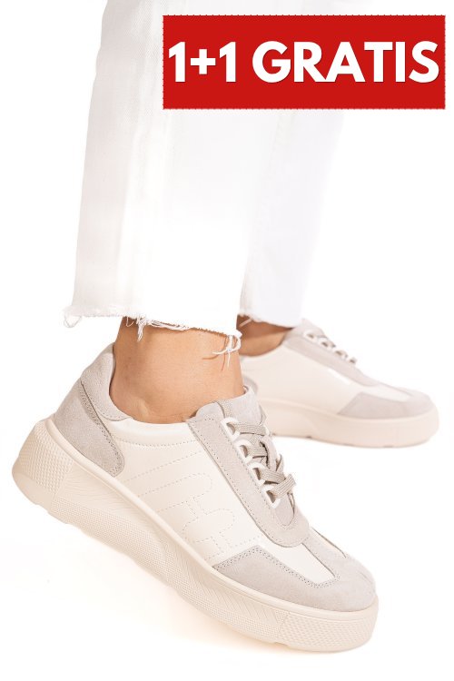 Pantofi sport bej piele naturala fsp002538