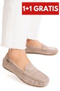 MOCASINI BEJ PIELE NATURALA INTOARSA FSPL-XZL10
