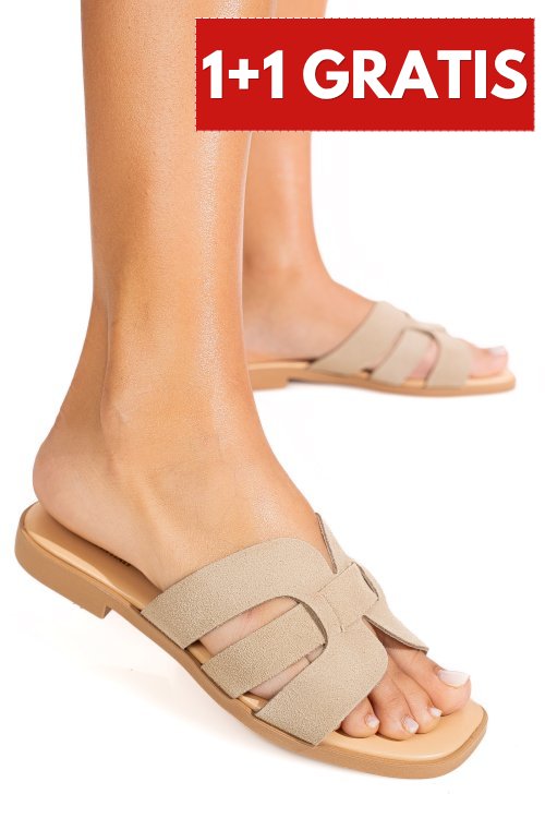 Papuci bej piele naturala intoarsa 1sp1htj