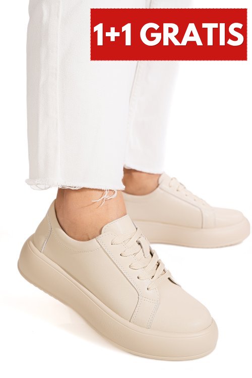 Pantofi sport bej piele naturala tsp-8083