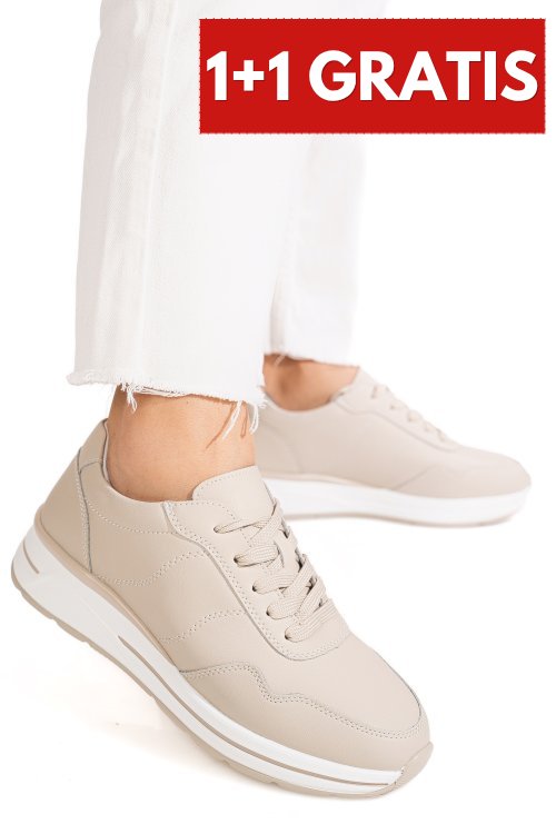 Pantofi sport bej piele naturala fsp001-768