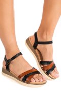 SANDALE NEGRE PIELE NATURALA OSPD925
