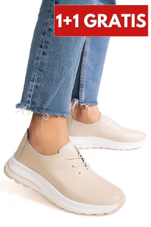 Pantofi sport bej piele naturala tsp5931