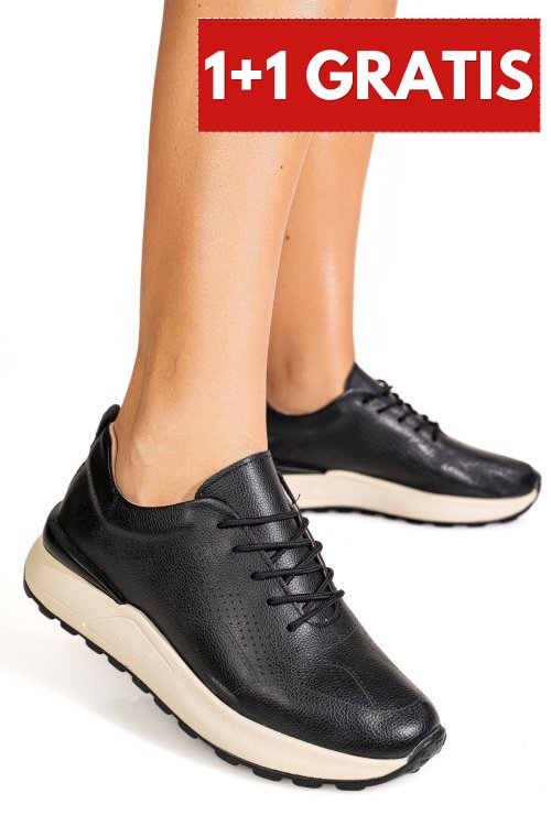 Pantofi sport black piele naturala aspn368