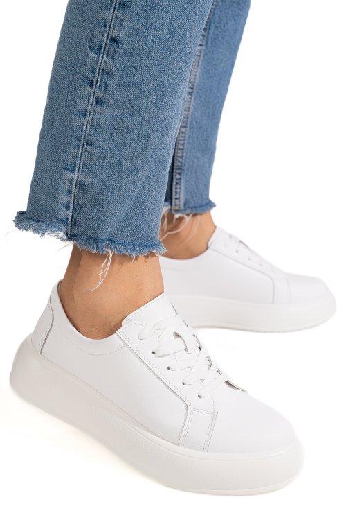 Pantofi sport albi piele naturala tsp-8083