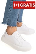 PANTOFI SPORT ALBI PIELE NATURALA TSP-8083