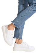 PANTOFI SPORT ALBI PIELE NATURALA TSP-8083