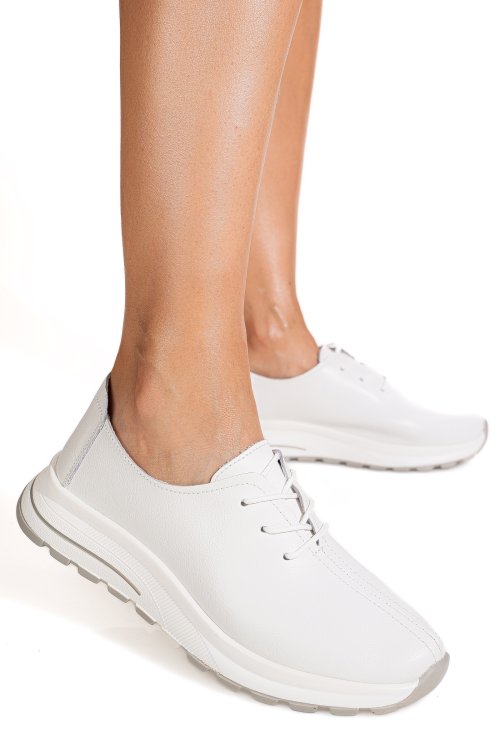 Pantofi sport albi piele naturala tsp5931