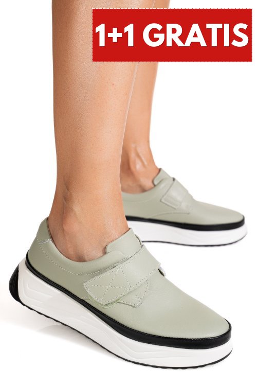 Pantofi sport olive piele naturala t6086