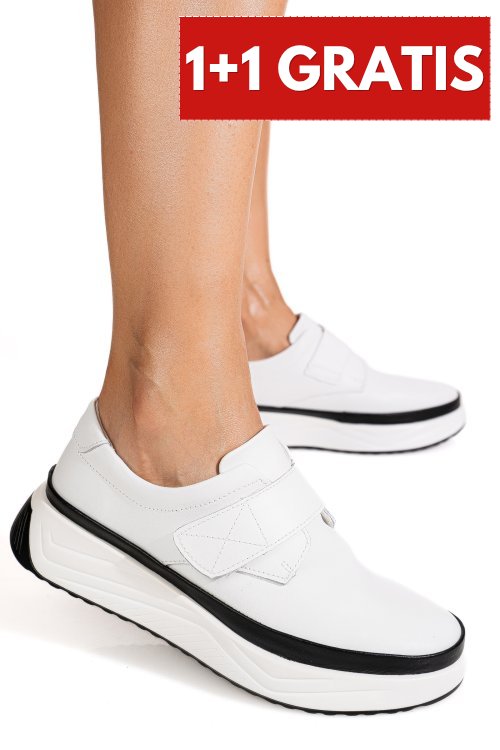 Pantofi sport albi piele naturala t6086