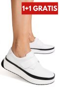 PANTOFI SPORT ALBI PIELE NATURALA T6086