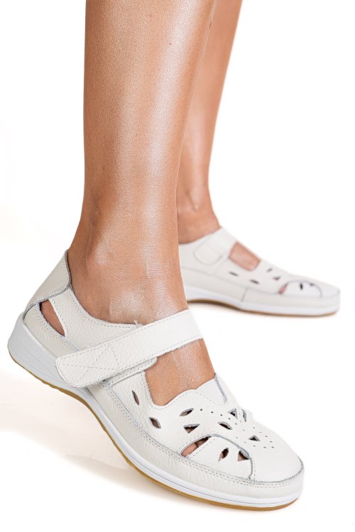 Pantofi albi piele naturala 5spq21