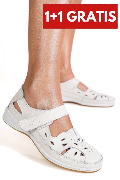 Pantofi albi piele naturala 5spq21