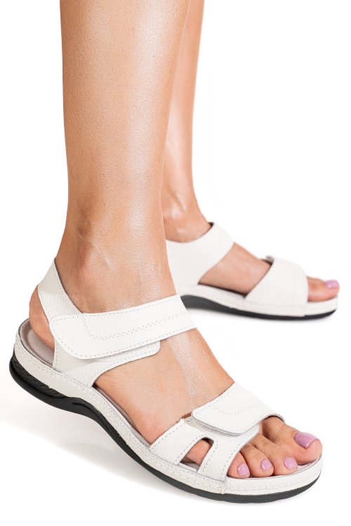 Sandale albe piele naturala 5spq22