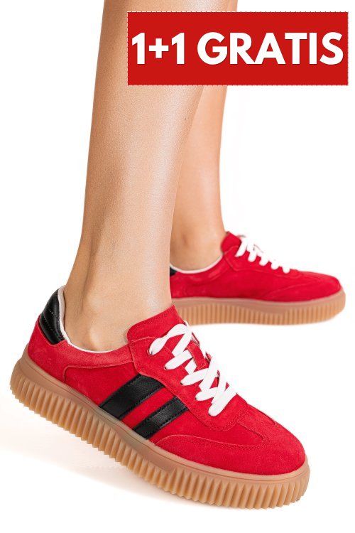 Pantofi sport rosii piele naturala intoarsa fsp002501