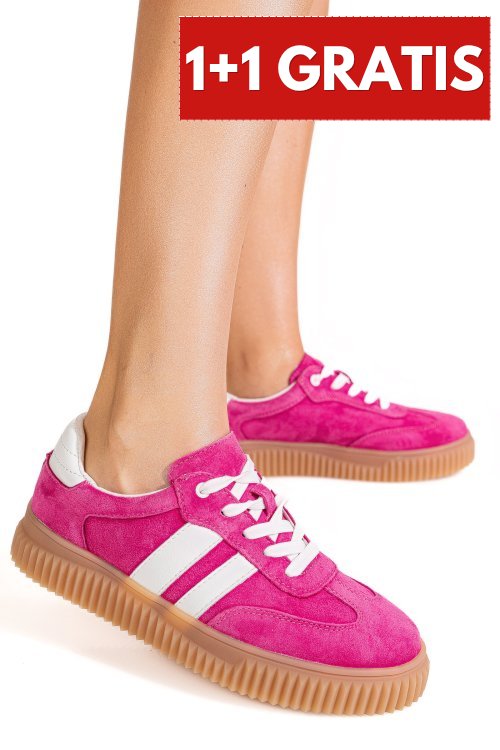 Pantofi sport fuchsia piele naturala intoarsa fsp002501