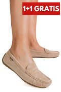 MOCASINI BEJ PIELE NATURALA INTOARSA G10-A01-1