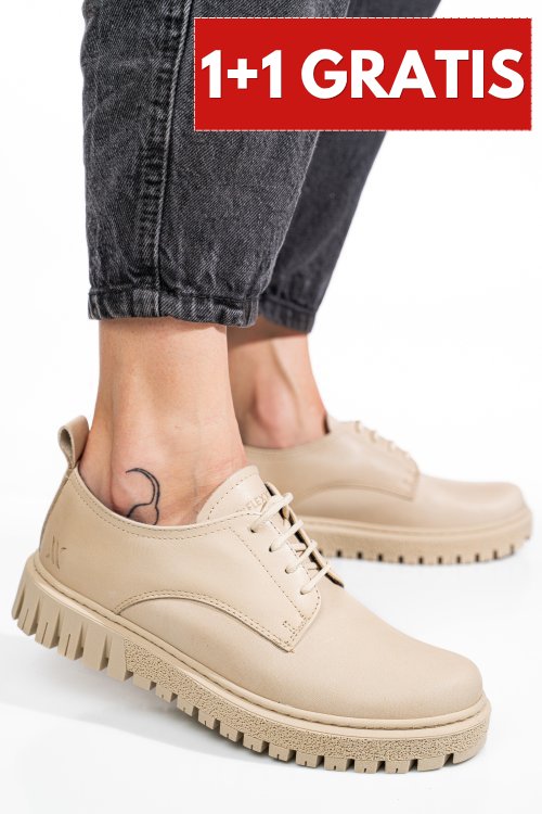 Pantofi bej piele naturala dw23-i1139