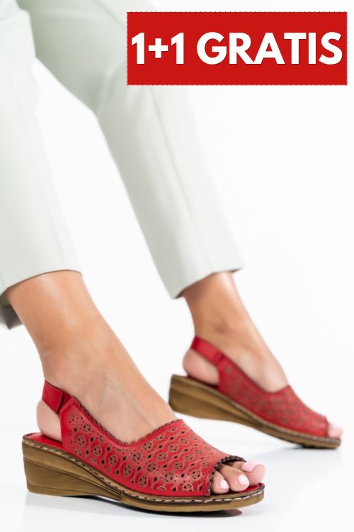 Sandale rosii piele naturala 1pc009