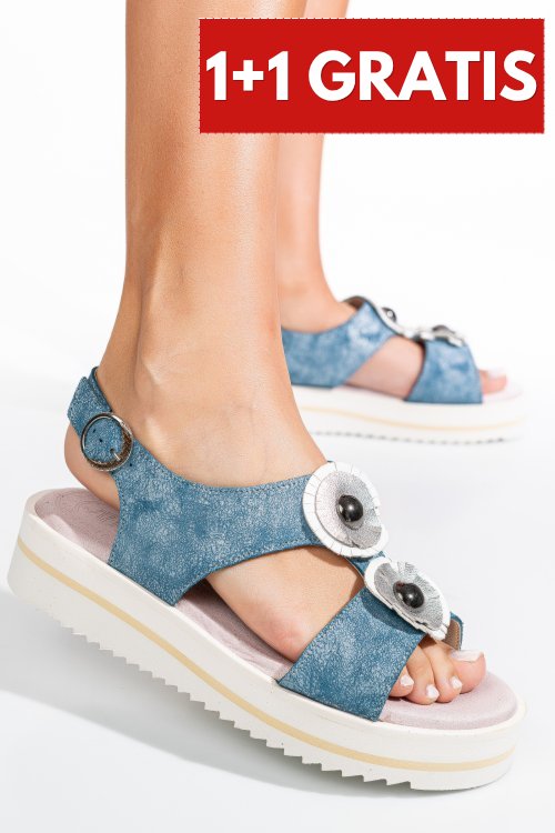 Sandale albastre piele naturala 9s77k70