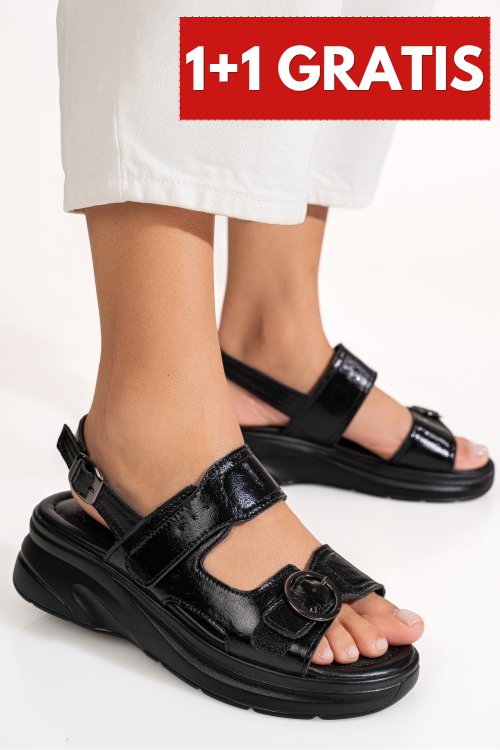 Sandale negre piele naturala tpc8059
