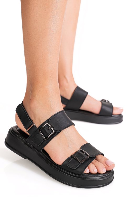 Sandale negre piele naturala tpc80602