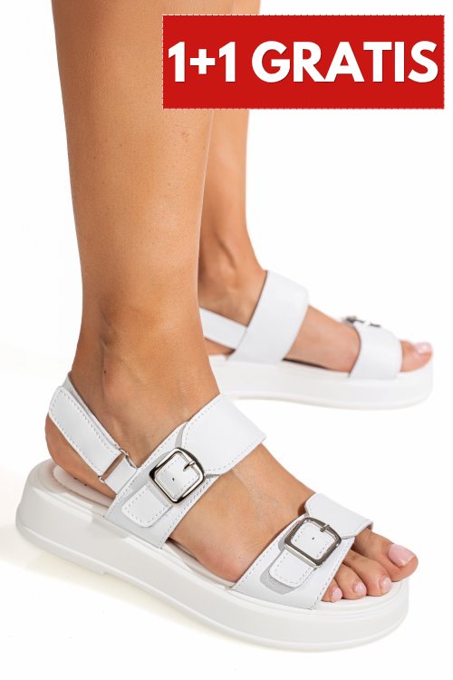 Sandale albe piele naturala tpc80602