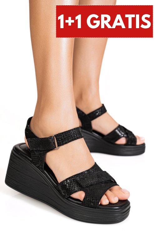 Sandale negre piele naturala tpc8040