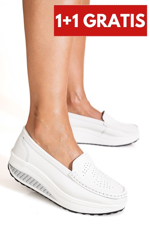 Pantofi albi piele naturala asp339