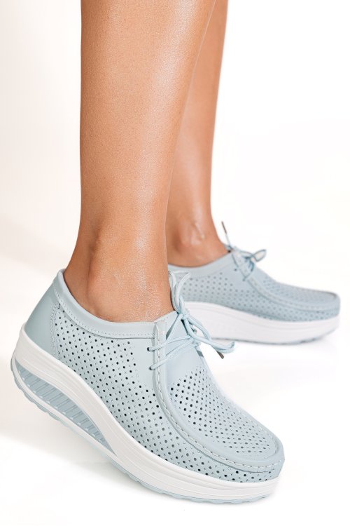 Mocasini light blue piele naturala asp525
