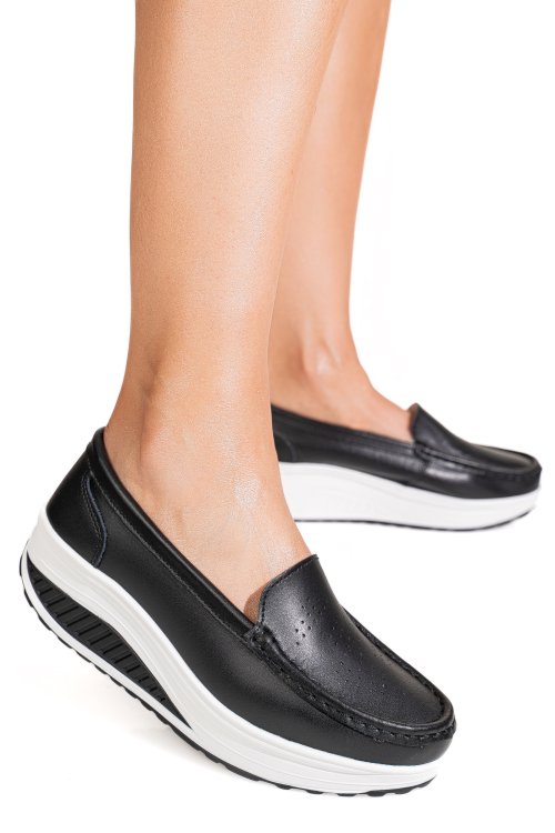 Pantofi negri piele naturala asp339