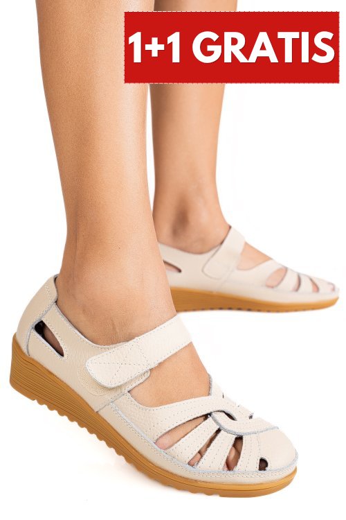 Pantofi bej piele naturala 5spq20