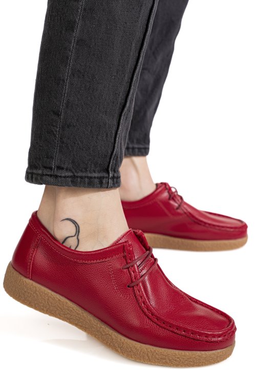 Mocasini rosii piele naturala zspb192