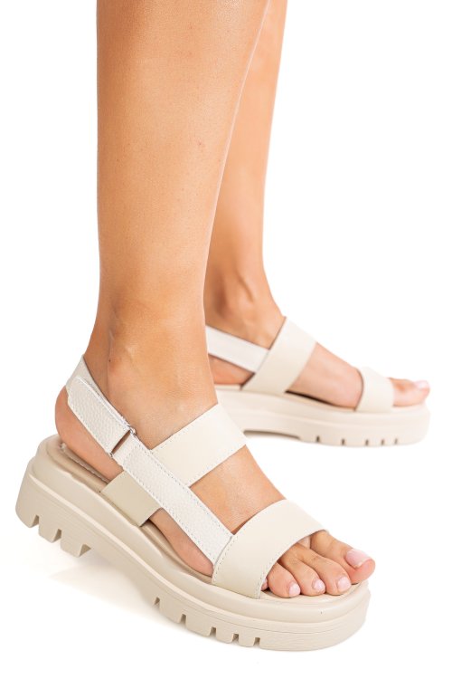 Sandale bej piele naturala tpc8043